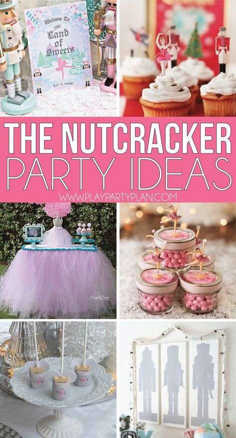 The best party ideas inspired by the Nutcracker Ballet! Everything from gorgeous dessert tables to activities, decorations, Sugar Plum Fairy ideas, and more! via @playpartyplan The Nutcracker Party, Nutcracker Party Ideas, Nutcracker Ballet Birthday Party, Nutcracker Birthday Party, Nutcracker Ballet Party, Nutcracker Christmas Party, Nutcracker Birthday, Christmas Party Ideas For Teens, Nutcracker Party