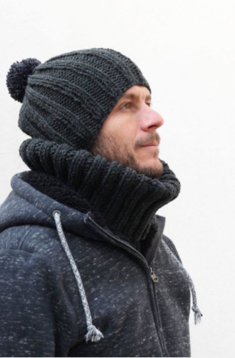 Easy Cowl Knitting Pattern, Mens Hat Knitting Pattern, Mens Hat Pattern, Knit Hat Pattern Easy, Beanie Knitting Patterns Free, Beanie Hat Pattern, Hat Patterns Free, Hat Knitting Pattern, Knit Hat For Men