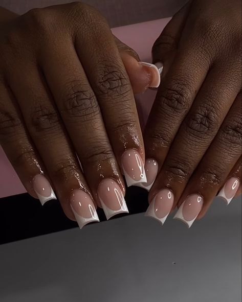 Tapered Square Nails French Tip, Square Nails French Tip, Square Nails French, White French Tips, Tapered Square Nails, Tapered Square, Nails French Tip, Colored Acrylic Nails, French Tip Acrylic Nails