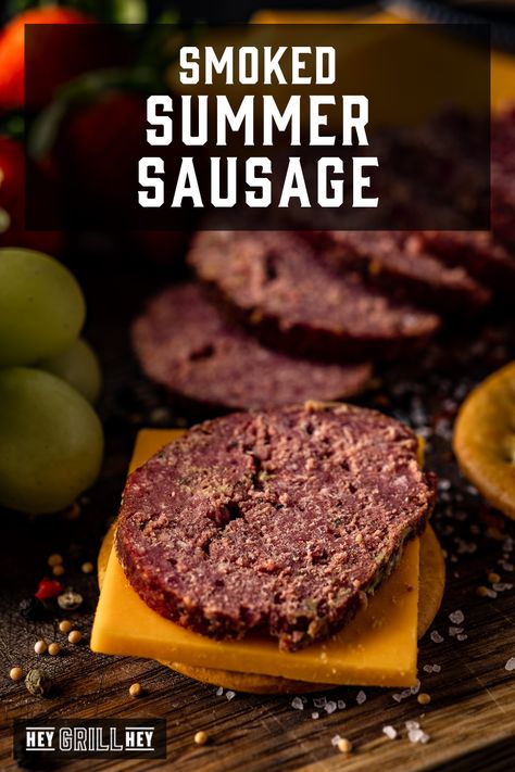 Smoked Summer Sausage - Hey Grill, Hey Smoked Summer Sausage, Beef Summer Sausage, Homemade Summer Sausage, Summer Sausage Recipes, Hickory Farms, Homemade Sausage Recipes, Outdoor Cooking Recipes, Keto Gluten Free, Summer Sausage