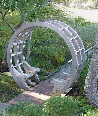 Garden Benches Ideas, Benches For Outside, Moongate Garden, Yard Diy, Moon Gate, Landscaping Diy, Garden Benches, Garden Arches, Garden Arbor