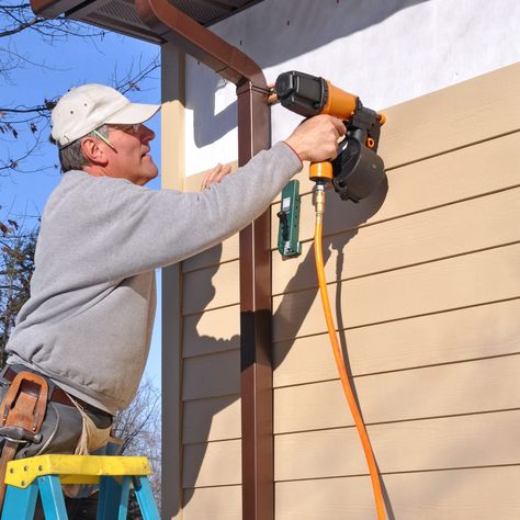 Wood Lap Siding, Vinyl Siding Installation, Stone Veneer Siding, Wood Siding Exterior, Fiber Cement Siding, Cement Siding, Installing Siding, Lap Siding, Outdoor Remodel