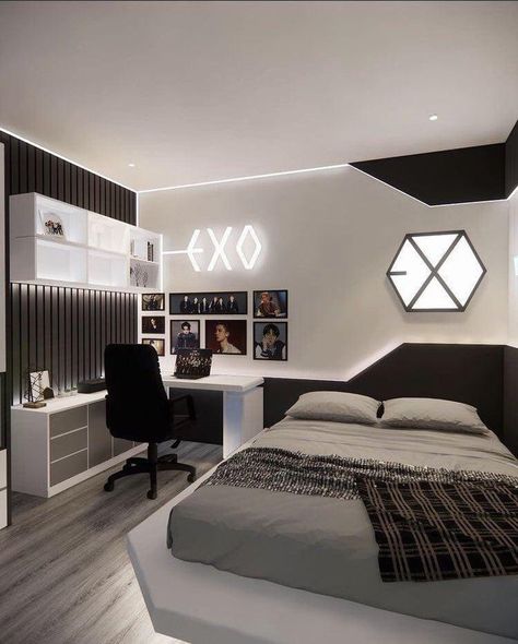 Teen Room Ideas For Boys, White Room Design, Tech Bedroom, Enchanted Forest Room, Futuristic Rooms, Gaming Bedroom, Teenager Boys, Forest Room, Gamer Setup