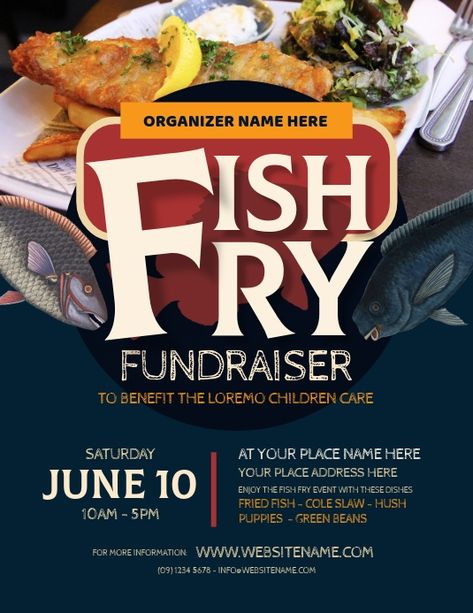 270 Fish Fry Customizable Design Templates | PosterMyWall Jamaican Fish, Advertisement Inspiration, Minnie Mouse Birthday Invitations, Fundraiser Flyer, Fish Sandwich, Fish Fry, Tossed Salad, Fish Farming, Event Flyers