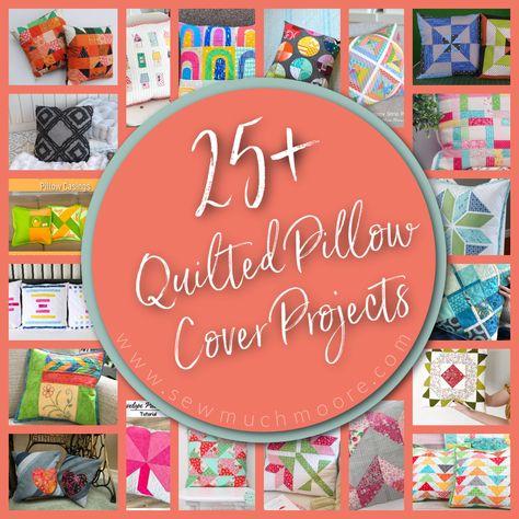 Handmade Pillow Covers Collection - Sew Much Moore Quilted Pillow Cover Patterns, Quilt Block Pillow Cover, Quilted Pillow Patterns Free, Quilted Pillows Decorative Pillows, Quilted Pillow Covers Free Pattern, Patchwork Pillows Ideas, Quilted Pillow Patterns, Cushion Covers Ideas, Throw Pillow Cover Pattern