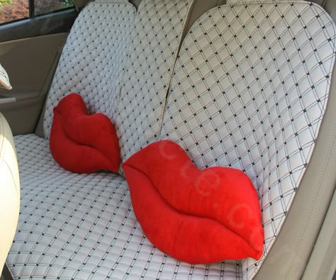 Black And Red Car Interior Decor, Red Car Decorations, Red Car Interior Decor Ideas, Heart Car Decor, Cherry Car Decor, Red Car Accessories Aesthetic, Red Car Interior Decor, Red Car Interior, Red Car Decor