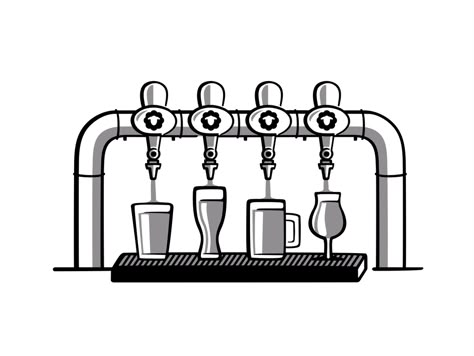 Beer Taps by Aleksandar Savic on Dribbble Beer Tap Drawing, Beer Sketch, Chalkboard Beer, Tap Beer, Craft Beer Design, Easy Tattoo, Beer Illustration, Beer Wall, Beer Art