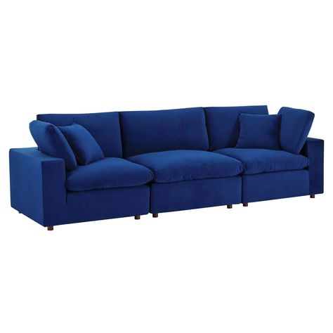 Navy velvet sofa