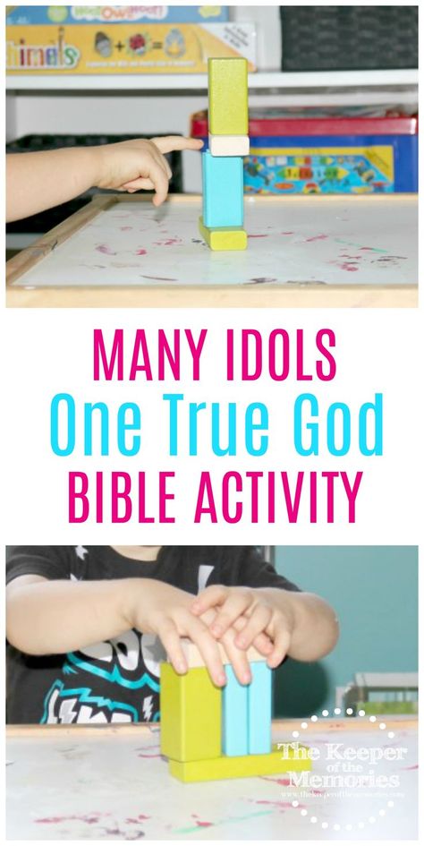 I'm definitely in love with this one true God bible activity for preschoolers! So quick + easy! #bible #preschool Preschool Bible Verses, Bible Preschool, Bible Sayings, Toddler Math, Preschool Bible Lessons, Homeschooling Preschool, Activity For Preschoolers, Bible Story Crafts, God Bible