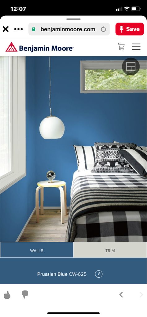 Prussian Blue, Benjamin Moore, Bedroom, Bed, Furniture, Blue, Home Decor, Home Décor