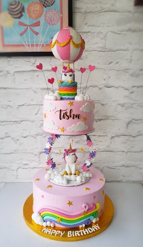 This is one of our best creation till date. Whipped cream cake with handmade fondant decorations. Cream Cake Design Birthday, Candy Theme Cake, Unicorn Theme Cake, 1st Birthday Cake Designs, Cake With Fresh Berries, Unicorn Cake Design, Tinkerbell Birthday Cakes, Whipped Cream Cake, Barbie Doll Birthday Cake