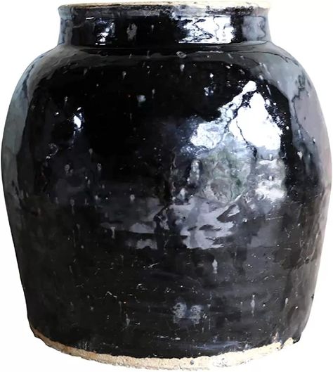 Artissance Large Vintage Oil Pot with Black Glaze, 11 Inch Tall (Size & Finish Vary) | Amazon (US) Rough Linen, Natural Living Room, Rustic Traditional, A&b Home, Vintage Inspired Decor, Black Glaze, Black Coffee Tables, Wool Pillow, Ceramic Pots