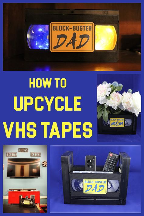 Vhs Diy Projects, Vhs Tapes Crafts Diy, Vhs Tape Crafts, 8 Track Tapes Repurposed, Vhs Crafts Upcycle, Repurpose Vhs Tapes, Vcr Tapes Upcycle, Repurposed Vhs Tapes, Vhs Art