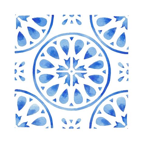 These little watercolor paintings done in the style of Mediterranean tiles were so much fun to make! All of these are available on Fine Art America right now! Link in bio!! #mediterranean #summerblues #greek #mediterraneantiles #watercolorpaintings #summer #blues #paintings #fineartamerica Greek Tile Pattern, Little Watercolor Paintings, Greek Prints, Portugal Tattoo, Greek Tiles, Mediterranean Pattern, Greek Print, Mediterranean Paintings, Blue Tile Patterns