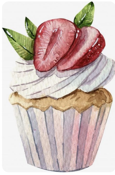 Watercolour Cake Painting, Food Art Painting Watercolour, Painting Ideas Food, Food Painting Watercolor, Watercolor Cake Painting, Watercolor Art Food, Watercolour Drawing Ideas, Art Sketches Watercolor, Cakes Painting