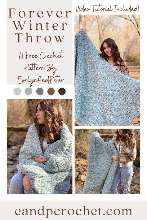 Forever Winter, Throw Crochet, Tl Yarn Crafts, Quick Crochet Patterns, Fuzzy Blanket, Basket Pattern, Crochet Patterns Free Blanket, Crochet Home Decor, Quick Crochet