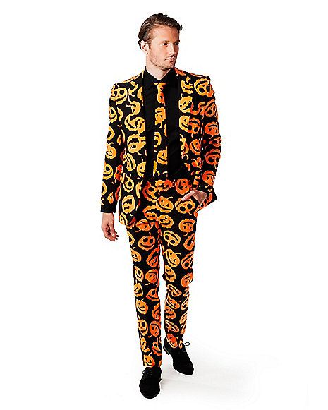 Adult Jack-O-Lantern Suit - Spirithalloween.com Pumpkin Suit, Cop Outfit, Jack O Latern, Captain America Jacket, Halloween Costume Suit, Pumpkin Halloween Costume, Halloween Suits, Pumpkin Wedding, Shearling Jacket Women