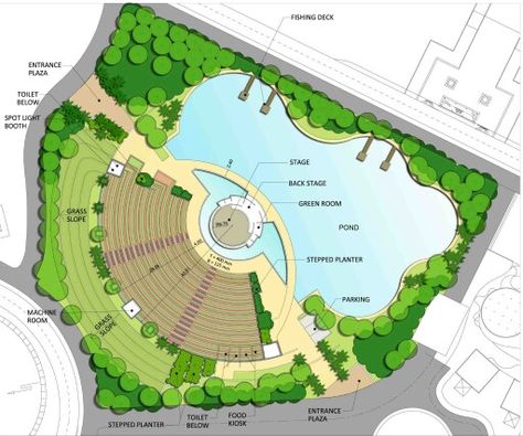 Water Amphitheatre, Amphiteather Outdoor Design, Amphitheatre Plan, Amphitheater Landscape, Amphitheater Plan, Amphitheatre Design, Beach Amphitheater, Amphitheater Design, Amphitheater Architecture