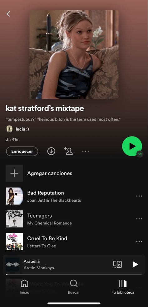 a spotify playlist for kat stratford (10 things i hate about you) including artists eg harry styles taylor swift artic monkeys my chemical romance 5sos avril lavigne Kat Stratford Music Taste, Kat Stratford Book List, Kat Stratford Music, Kat Stratford Playlist, Kat Stratford Reading, How To Be Kat Stratford, Things To Name Your Playlist, Kay Stratford Aesthetic, Girlboss Playlist