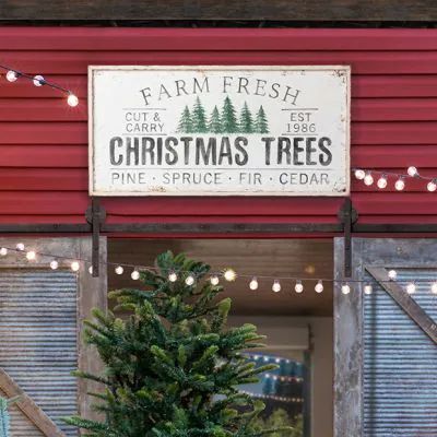 THROUGH THE WOODS | Shop Sales Events Antique Farmhouse Farm Wall Decor, Park Hill Collection, Classic Christmas Tree, Park Hill, Chic Wall Art, Fresh Christmas Trees, Farm Signs, Accent Wall Decor, Tree Farm