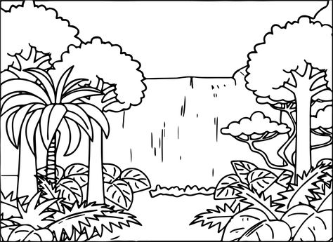 awesome Rainforest Pictures Graphics Scene Coloring Page Rainforest Coloring Pages, Forest Drawing Easy, Rainforest Pictures, Forest Coloring Pages, Rainforest Trees, Forest Drawing, Rainforest Animals, Tree Coloring Page, Forest Color