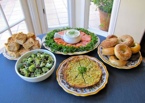 Easiest-Ever Do-Ahead Break Fast for Yom Kippur photo Yom Kippur Menu, Yom Kippur Recipes, Jewish Holiday Recipes, Kosher Cooking, Break Fast, Breakfast Party, Fast Recipes, Passover Recipes, Yom Kippur