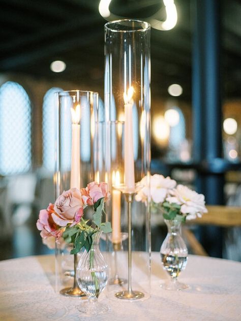 Candle Ideas for wedding Wedding Candle Ideas, Taper Candle Centerpiece, Vase Candle Centerpiece, Taper Candles Wedding, Bud Vase Centerpiece, Glass Votives, Candle Wedding Decor, Candle Shades, Candle Ideas