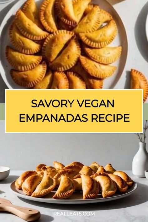 Savory vegan empanadas arranged on a plate. Vegan Empanadas Recipe, Lentil Empanadas, Vegan Empanadas, Vegetarian Empanadas, Mushroom Stuffing, Vegan Shrimp, Vegan Muffins, Measuring Ingredients, Appetizers Recipes