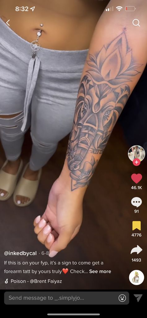 Elephant Tattoo On Hand, Cute Shoulder Tattoos, Watch Tattoo Design, Girl Thigh Tattoos, Arm Sleeve Tattoos For Women, Pretty Hand Tattoos, Tattoos For Women Half Sleeve, Tattoos For Black Skin, Forearm Tattoo Women