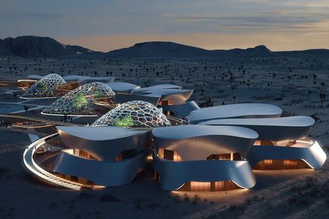 Space Architecture designed to be a home to the future humans living on Mars! Space Hotel, Hotel Plan, Mojave Desert, Life On Mars, Futuristic City, Space Architecture, Space Station, Futuristic Architecture, Space Travel