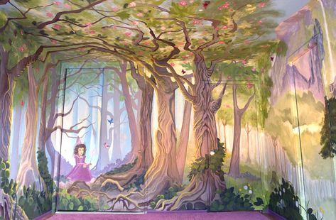 Alyssa Morgan murals... completely amazing forest fairy tale mural. Probably a bit much for me to tackle, but beautiful! Fantasy Mural Ideas, Enchanted Forest Mural, Fairy Mural, Fairy Bedroom, Rainforest Theme, Fairy Room, Fantasy Bedroom, Forest Mural, Kids Room Murals