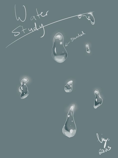 Water Drop Reference, Water On Skin Drawing, Wet Texture Drawing, Drawing Wet Skin, Wet Skin Drawing Tutorial, Water Falling Drawing, How To Draw Water On Skin, How To Shade Water, Water Droplets Tattoo