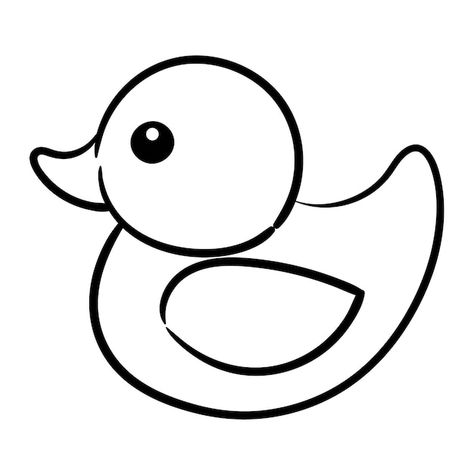 Vector cute duck cartoon vector illustra... | Premium Vector #Freepik #vector #goose #cute-chicken #cute-duck #baby-chicken Duck Clipart Black And White, Duck Black And White, Cute Duck Cartoon, Duck Outline, Duck Icon, Yellow Rubber Duck, Duck Illustration, Baby Chicken, Duck Drawing