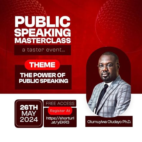 Here's a flyer I worked on for a recently concluded event by @muyiwaoludayo on the power of public speaking. A couple of concepts. What are your thoughts on them. #flyerdesign #eventflyer #photoshop #eflyer #eflyerdesign #graphicdesign #graphicdesigning #graphicdesigners #veethedesigner #av_graphics1 Graphic Designer Social Media, Wedding Poster Design, Event Flyer Design, Christian Background Images, Photoshop Editing Tutorials, Christian Backgrounds, Social Media Advertising Design, Photoshop Tutorial Design, Food Poster Design