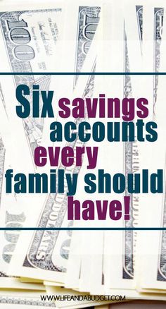 6 Savings Accounts Every Family Needs to Have via @lifeandabudget Saving Plans, Savings Ideas, Money Smart, Penny Pinching, Money Budget, Savings Accounts, Financial Budget, Money Savings, Financial Peace