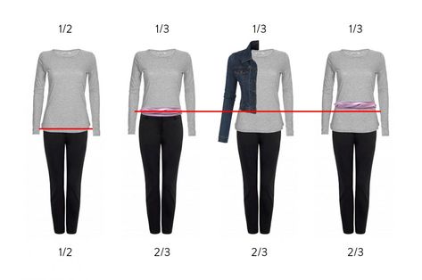 Rule Of Thirds Fashion, Clothing Proportions, Yin Yang Fashion, Rule Of Third, Color Palette Outfit Ideas, Color Palette Outfit, Cardigan Styles, The Rule Of Thirds, Short Waisted