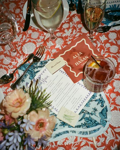 part two of just a *few* of my millions of favorite photos from Alia & Hasan’s beautiful and fun wedding day. . . It was so much fun working closely with the couple to come up with the Miami inspired colorful, poppy mixed print designs for the tables perfectly topped with @daybreakflowers impeccable blooms 🤌🏻 . . we wanted to layer in a more untraditional yet romantic vibe to work as a slight contrast to the iconic @mollypitcherinn ‘s more traditional backdrop. It felt formal, pretty with a... Pattern Tablecloth Wedding, London Library, Traditional Backdrop, Untraditional Wedding, Wedding Vision, Fun At Work, Pattern Mixing, Mixing Prints, Backyard Wedding