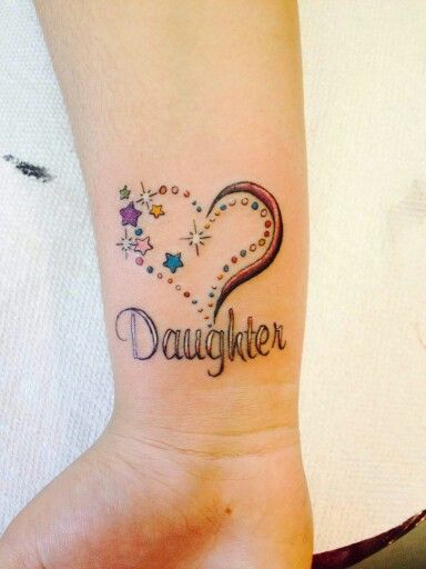 Mother and daughter tattoo Tattoos With Stars, Tattoo Name Fonts, Mom Daughter Tattoos, Butterfly Wrist Tattoo, Daughter Tattoo, Med Tech, Disney Tattoo, Daughter Tattoos, Heart Tattoo Designs