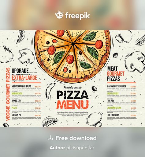 Pizza Menu Design Ideas, Pizza Menu Ideas, Pizza Menu Design, Pizzeria Menu, Pizza Flyer, Menu Design Layout, Pizzeria Design, Pizza Vector, Menu Pizza