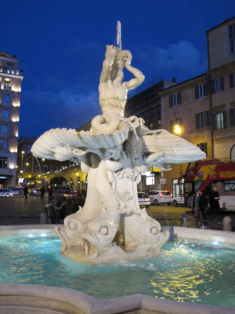 The Triton Fountain, Piazza Barberini. Piazza Barberini, Gian Lorenzo Bernini, Lorenzo Bernini, Rome Attractions, Painting References, Pond Landscaping, Piazza Navona, Italian Culture, Southern Italy