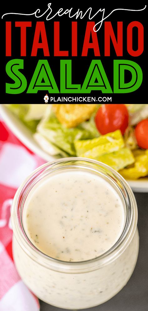 Sub Dressing Recipe, Homemade Creamy Italian Dressing, Creamy Italian Dressing, Salad Romaine, Garlic Salad Dressing, Italian Dressing Recipes, Vinegar Salad Dressing, Creamy Salad Dressing, Pasta Salad Dressing