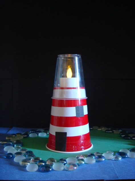 10 Children's Lighthouse Crafts to Make This Summer - Lighthouse Theme Party, Lighthouse Craft, Diy Lighthouse, Lighthouse Crafts, Relief Society Activities, Bible School Crafts, Vbs Crafts, Church Activities, Ocean Crafts