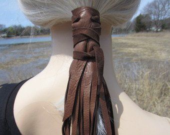 Etsy :: Your place to buy and sell all things handmade Leather Hair Wrap, Wraps Easy, Fringe Hair, Romantic Clothing, Ponytail Wrap, Barefoot Blonde, Boho Hair, Best Wedding Hairstyles, Bohemian Hairstyles