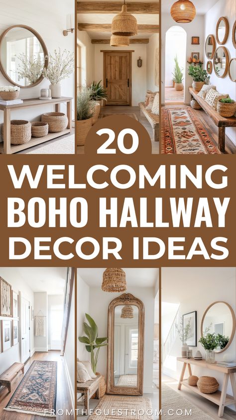 boho hallway decor ideas Boho Chic Entryway Ideas, Colorful Entryway Ideas Bohemian, Boho Farmhouse Entryway Ideas, Earthy Entryway Decor, Boho Entry Table Decor, Entry Way Ideas Boho, Boho Entryway Decor, Cozy Hallway Ideas, Bohemian Entryway Ideas