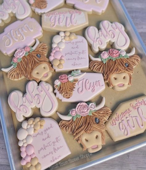 Highlander Cow Cookies, Highland Cow Birthday Party Ideas, Highland Cow 1st Birthday Girl, Highland Cow Baby Shower Cookies, Highland Cow Sugar Cookies, Highland Cow Cookies Decorated, Highland Cow Cookies, Highland Cow Baby Shower Theme, Raspberry Rolls