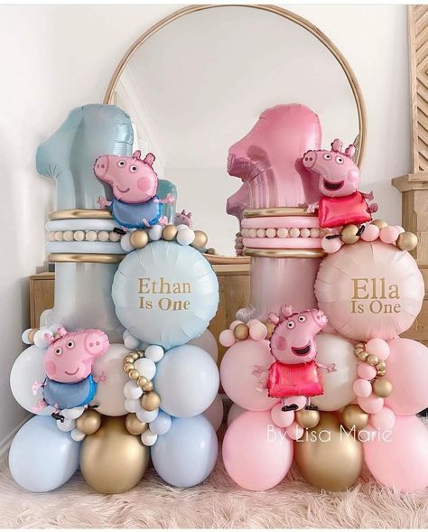 Balloon Stack, Easter Balloon Decor, Peppa Pig Balloons, Baby Shower Girl Diy, Balloon Bouquet Diy, Pretty Balloons, Baby Birthday Decorations, Valentines Balloons, Clear Balloons