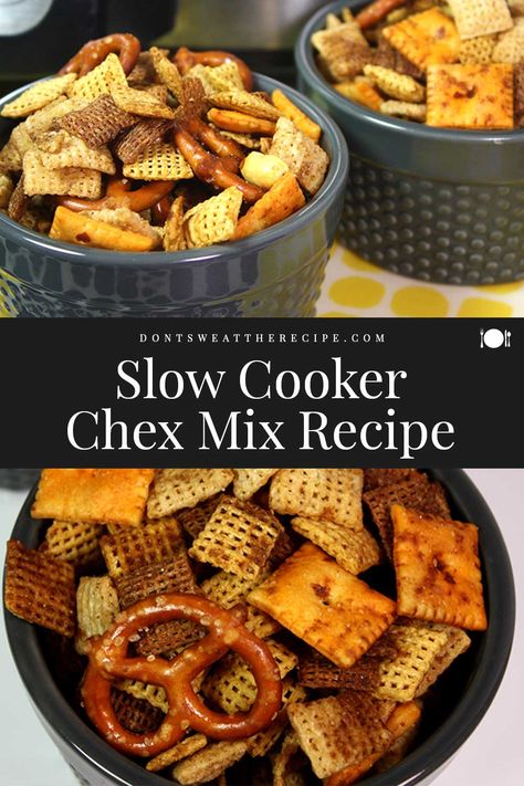 You are warned this is the best slow cooker Chex mix recipe! This is way too easy to whip up and have readily available! #chexmix #holidays #snack #recipe Honey Chex Mix Recipes, Crockpot Chex Mix Recipes, Healthy Chex Mix Recipes, Chex Mix Recipes Crock Pot, Healthy Chex Mix, Halloween Chex Mix Recipes, Chex Mix Recipes Sweet, Homemade Chex Mix Recipe, Chex Mix Recipes Original