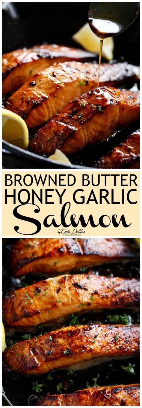 Honey Garlic Salmon, Garlic Butter Salmon, Butter Salmon, Garlic Salmon, Salmon Steak, Butter Honey, Easy Salmon Recipes, Cast Iron Skillet Recipes, Salmon Dinner