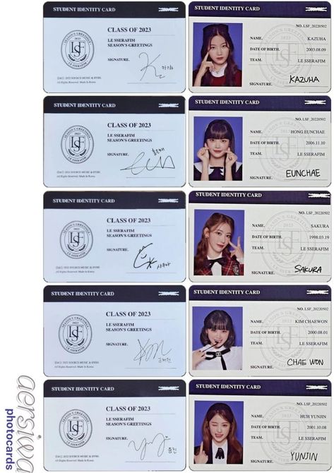 Kpop Id Template, Back Of Photocard, Id Card Design Kpop, Le Sserafim Photocard, Mini Templates, Freebies Printable, Fake Identity, School Id, Kpop Diy