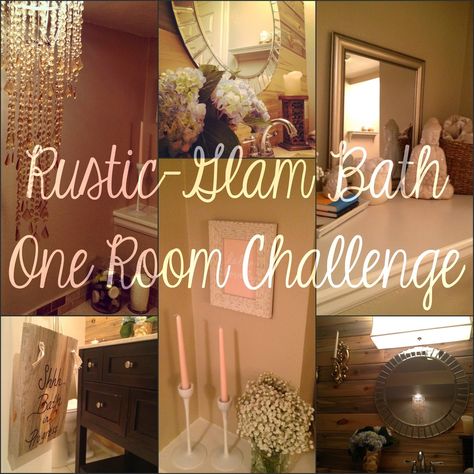 Rustic Glam Bathroom Rustic Glam Master Bath, Rustic Glam Bathroom Ideas, Farmhouse Glam Bathroom, Rustic Glam Bathroom, Country Rustic Bathroom Ideas, Rustic Glam Bedroom, Glam Bathroom Ideas, Rustic Glam Decor, Gold Shower Curtain